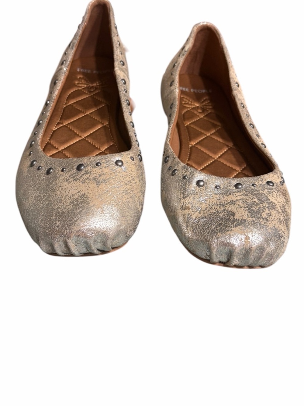 Free People Silver Metallic Studded Ballet Flats - Picture 2 of 13